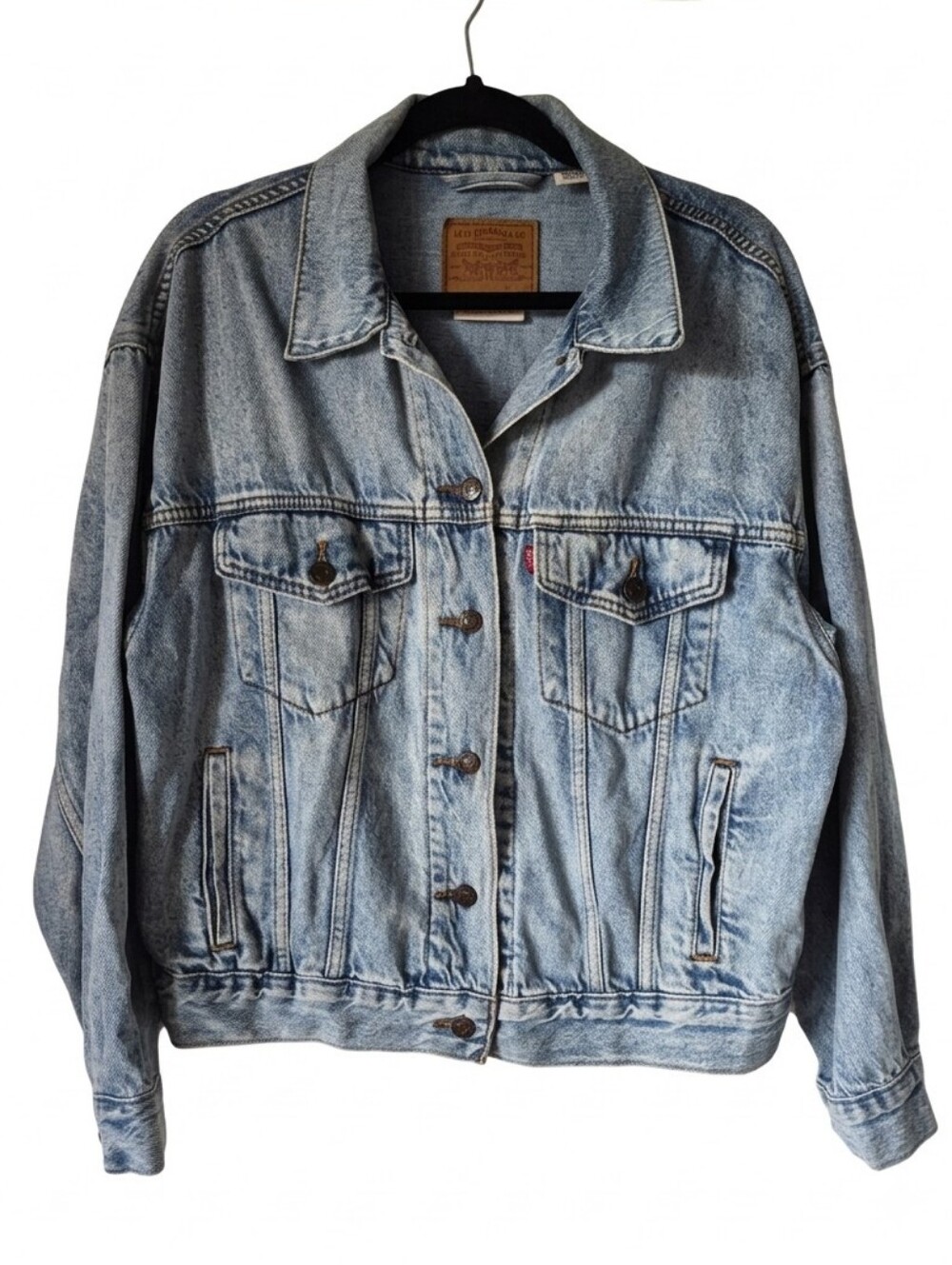 Levi’s Premium Light Blue Acid Wash Oversized Jean Jacket - Women's Small EUC
